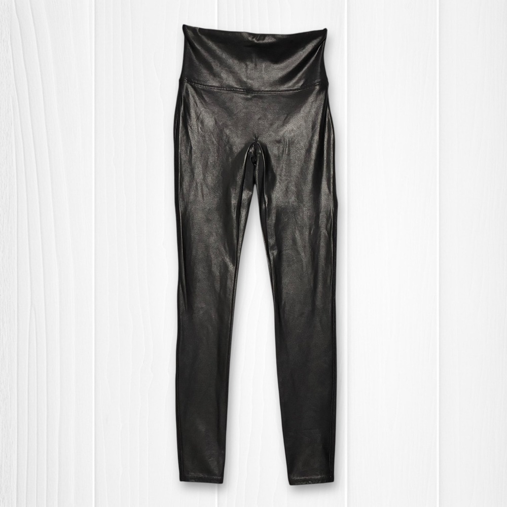 SPANX Faux Leather Shine High Waisted Leggings Women's M‎ Black